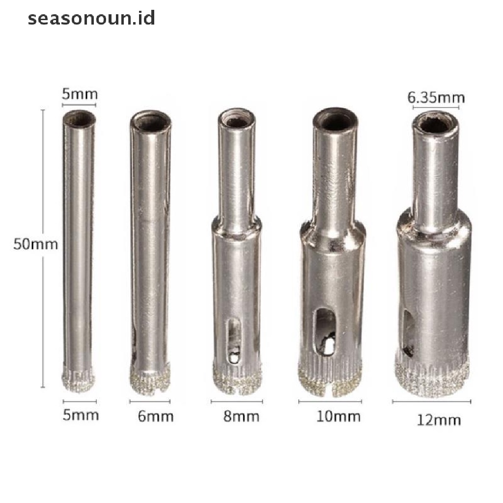 5pcs / Set Mata Bor Gergaji Lubang Berlian 5-12mm Untuk Kaca Keramik Marmer
