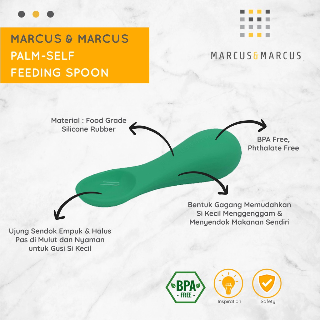 Castle - Marcus &amp; Marcus Palm Grasp Self Feeding Spoon - Peralatan Makan MPASI - Sendok Makan Mandiri Bayi MNM