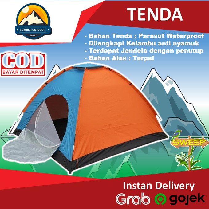 Jual Tenda Camping Kemping Dome Lipat Kemah Great Gunung Outdoor Single Layer 6p 6 Orang Tendaan 6132