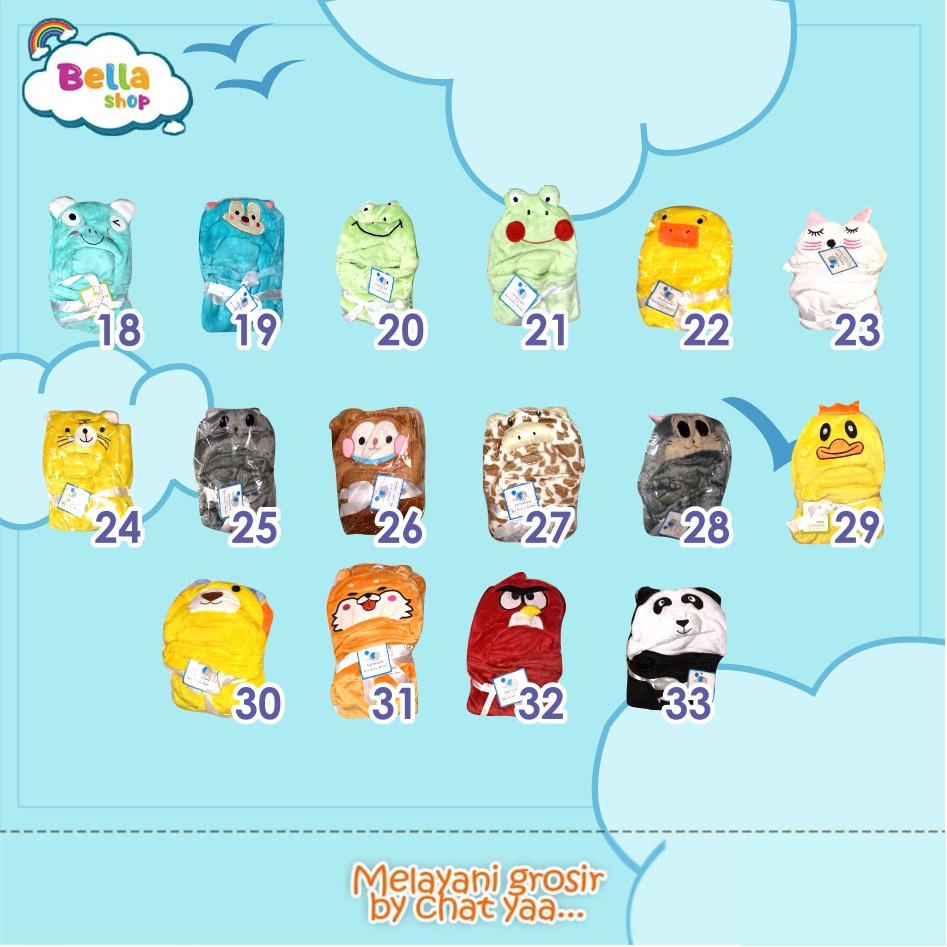 Selimut Bayi Blanket Baby Karakter Animal Topi  Just to you / Selimut Carter / Kolaco -BELLASHOP