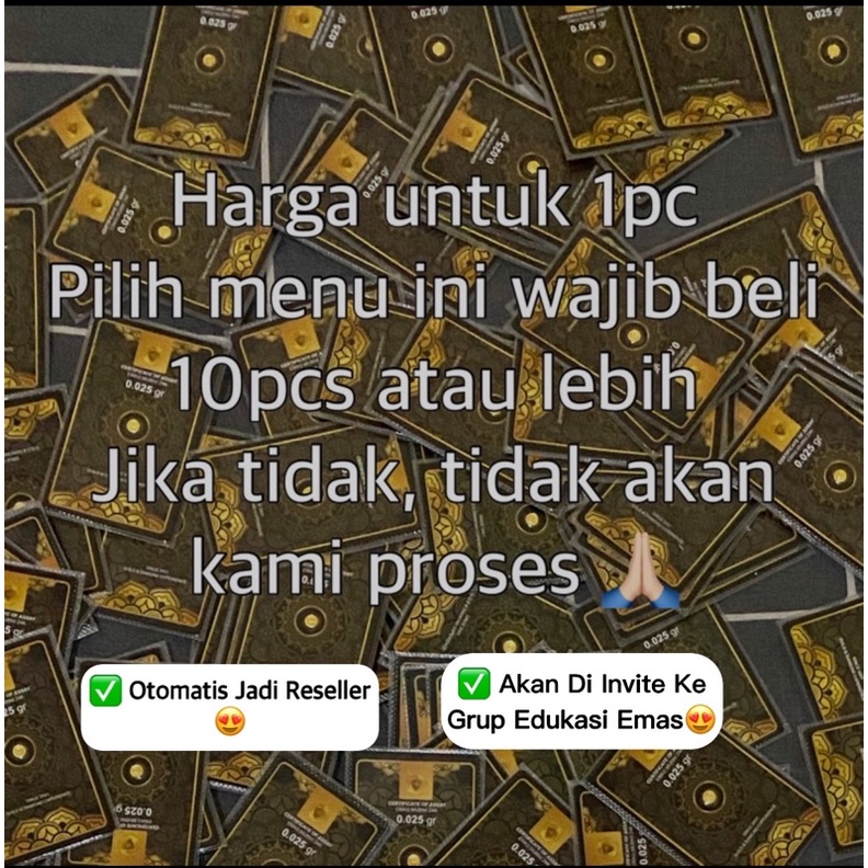 MINIGOLD SOUVENIR dan 0.025 GRAM EMAS MINI 24K MINI GOLD BISA TUKAR ANTAM-0.025gr GROSIR MIN10