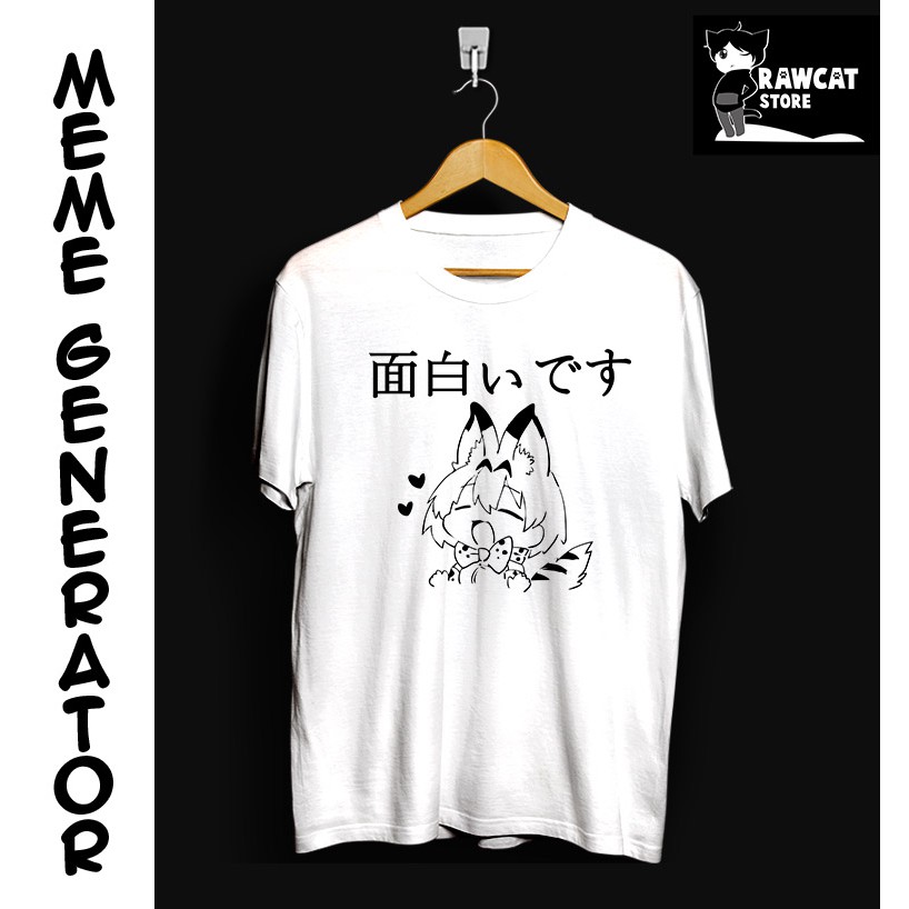 t-shirt omoshiroi serval kemono friends meme white color