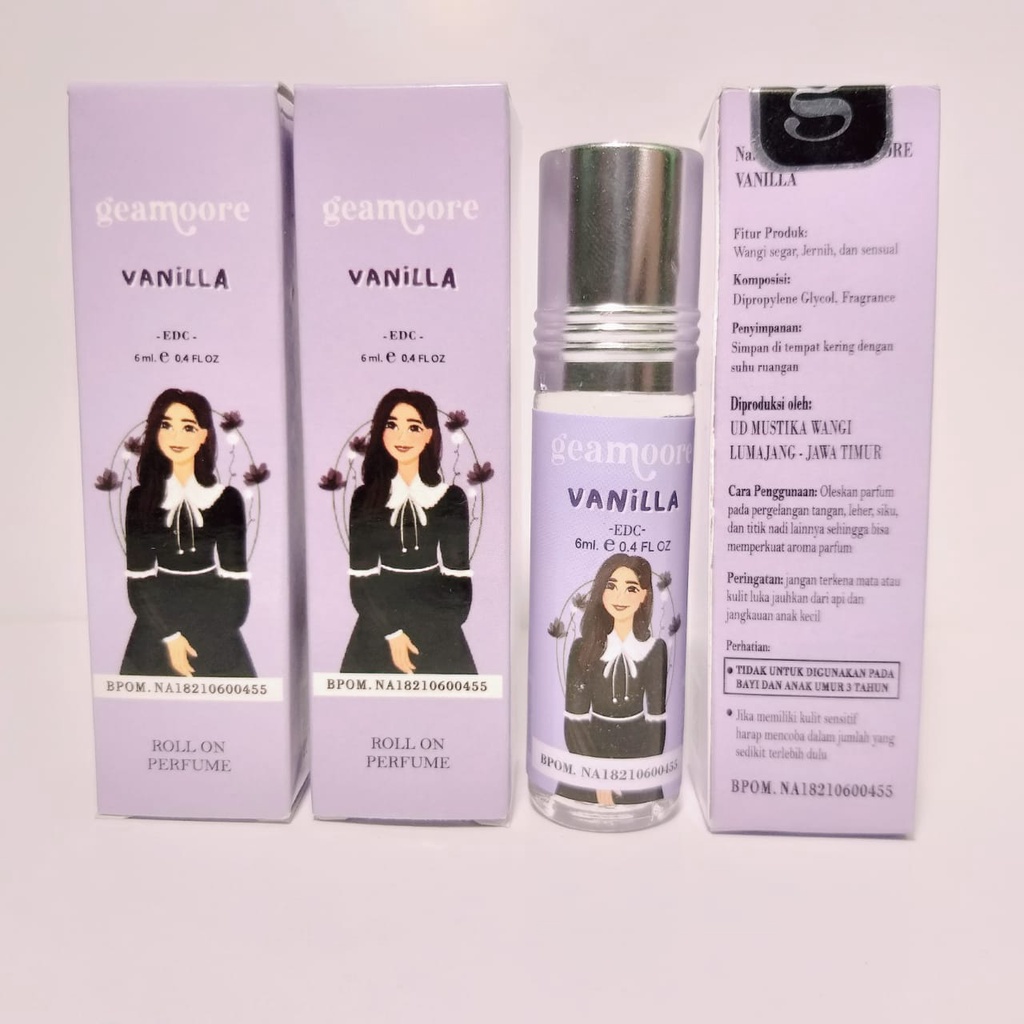 [BISA COD] Parfum Geamoore Vanilla Korean Inspired Roll On 6ml Original Dengan Box BPOM Aman