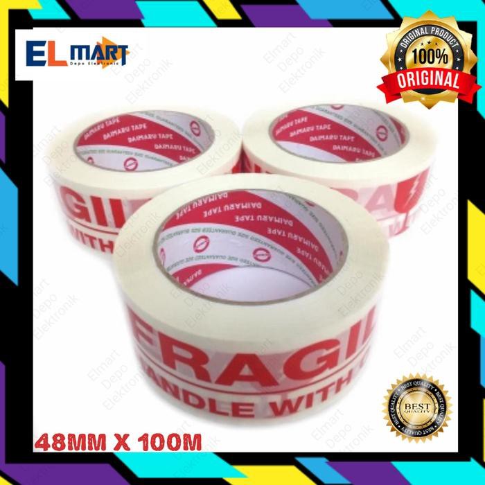 

Promo Lakban fragile putih DAIMARU original 48mm x 100m / selotip packing Berkualitas