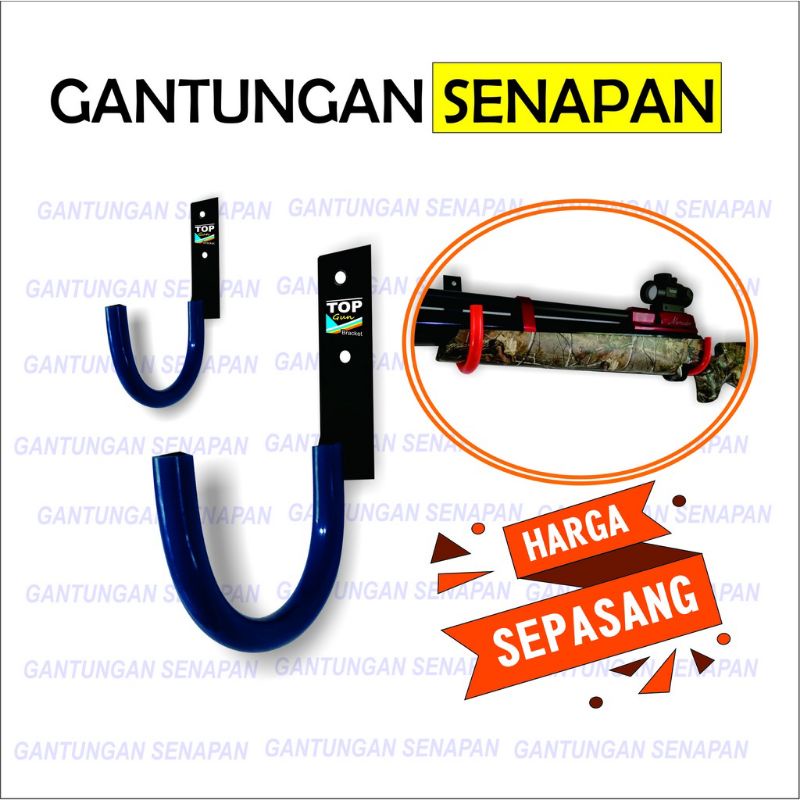 Rak Stand Display Gantungan Senapan di Dinding 1set depan belakang