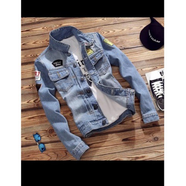 JAKET JEANS PRIA JAKET JEANS EMBLEM TERBARU ATASAN PRIA FASHION PRIA TERBARU JAKET SOBEK JAKET TOPI