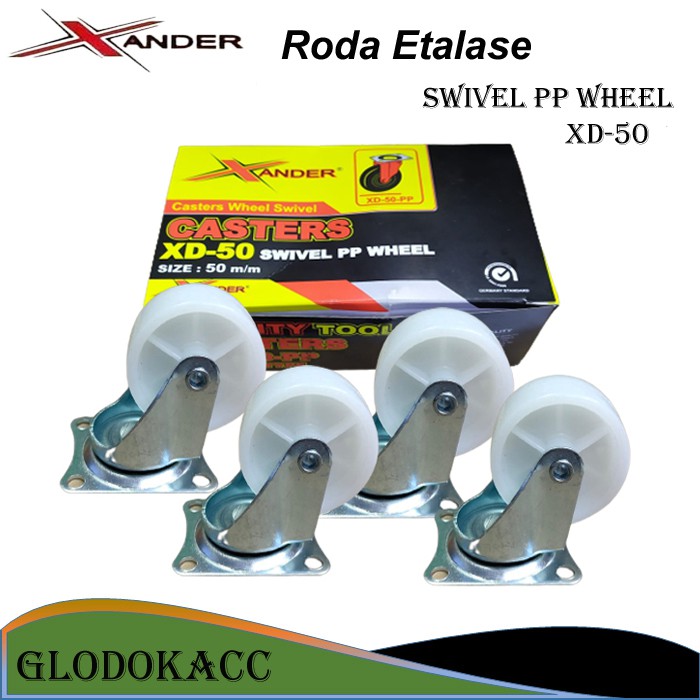 Roda 2 inch 4pcs / Xander Roda Etalase Troli Gerobak 50mm (Hidup)