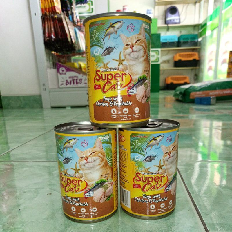 Supercat kaleng tuna with chiken &amp; vegetable adult 400g/ makanan kaleng / wetfood