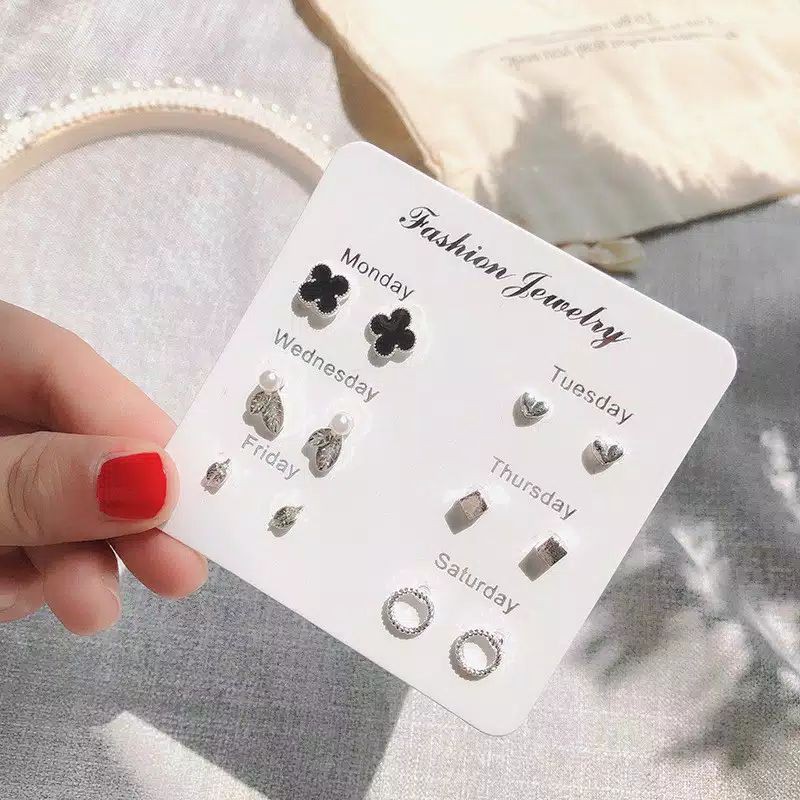 Sepasng Anting Wanita Tusuk Isi 6 Pasang Akesoris Cewek Terbaru-6