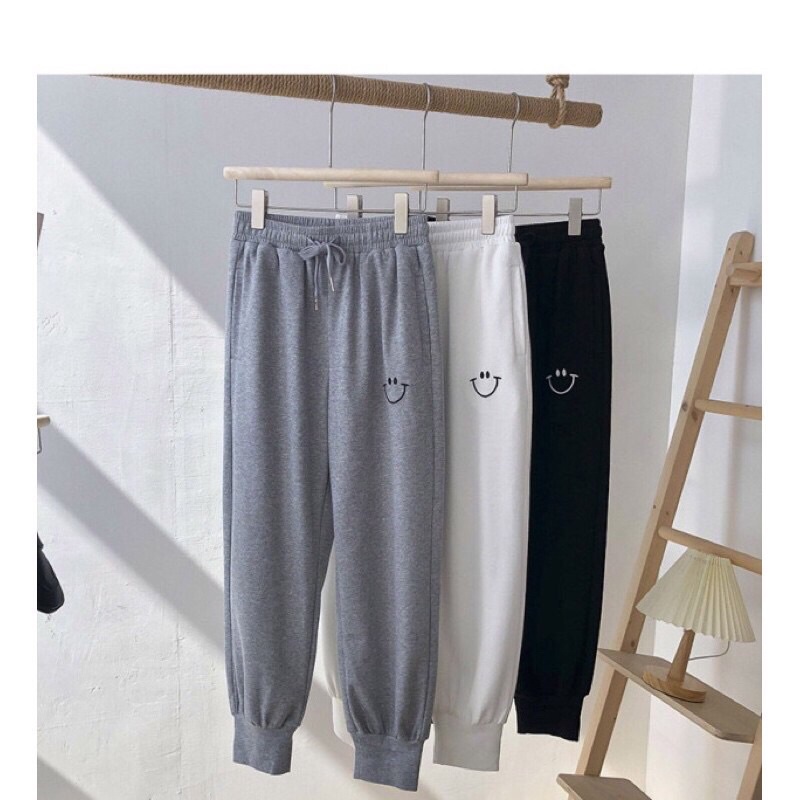 SMILE PANTS CELANA TRAINING JOGER WANITA FLEECE