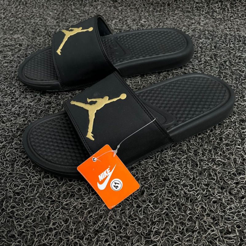 sandal Slide Nike Jordan Gold Premium / Sendal Slop Murah /Sandal Nike Air Jordan