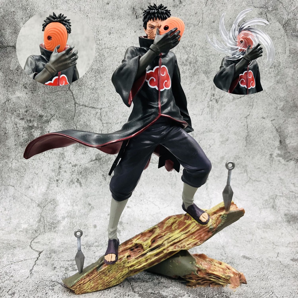 Action Figure Anime Naruto Shippuden Akatsuki Tobi Uchiha Obito Kamui Ukuran 26cm Action Figure Patung Bahan PVC Untuk Anak