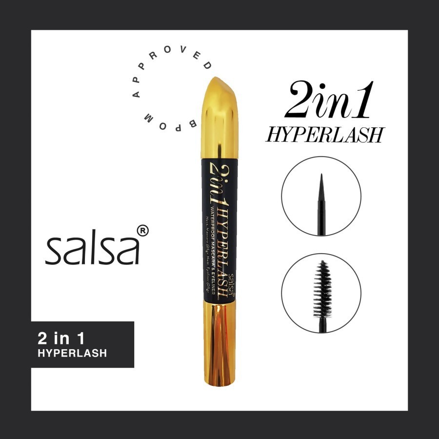 SALSA 2 IN 1 HYPERLASH WATERPROOF MASCARA & EYELINER ORIGINAL BPOM