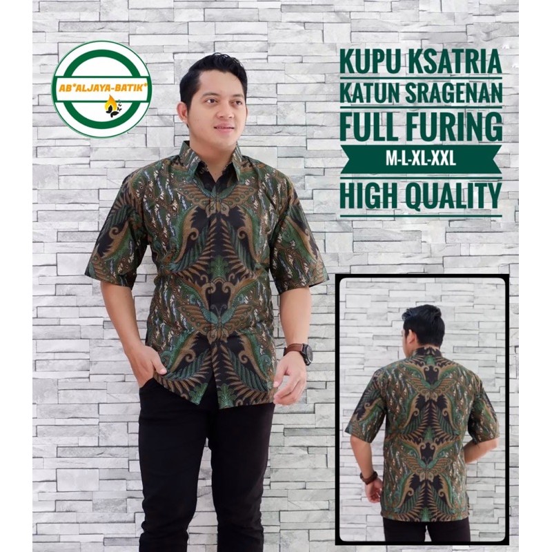 BATIK PRIA KUPU KSATRIA LAPIS FURING KATUN HALUS SIZE M-XXL HIGH QUALITY ASLI SOLO