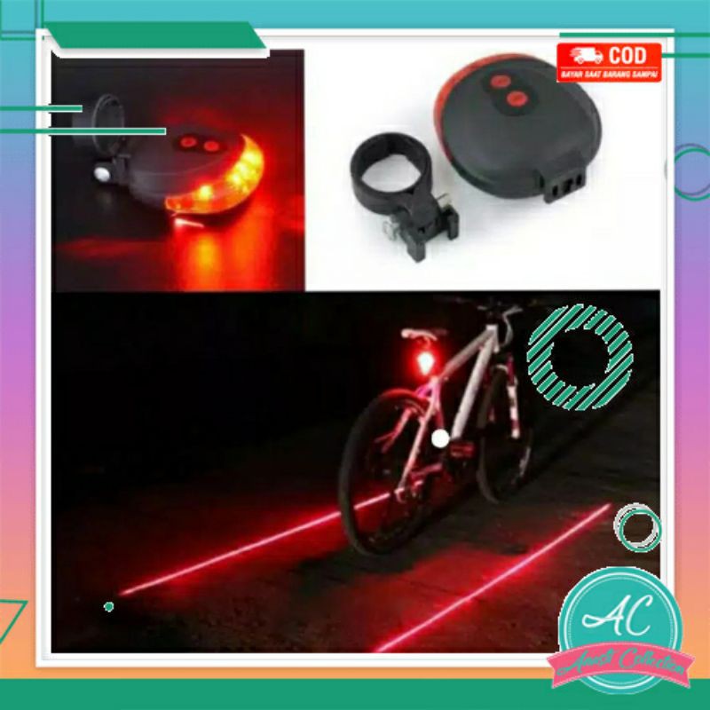 Lampu LED laser merah belakang sepeda gunung TAFFLED Bicycle strobe laser tail light
