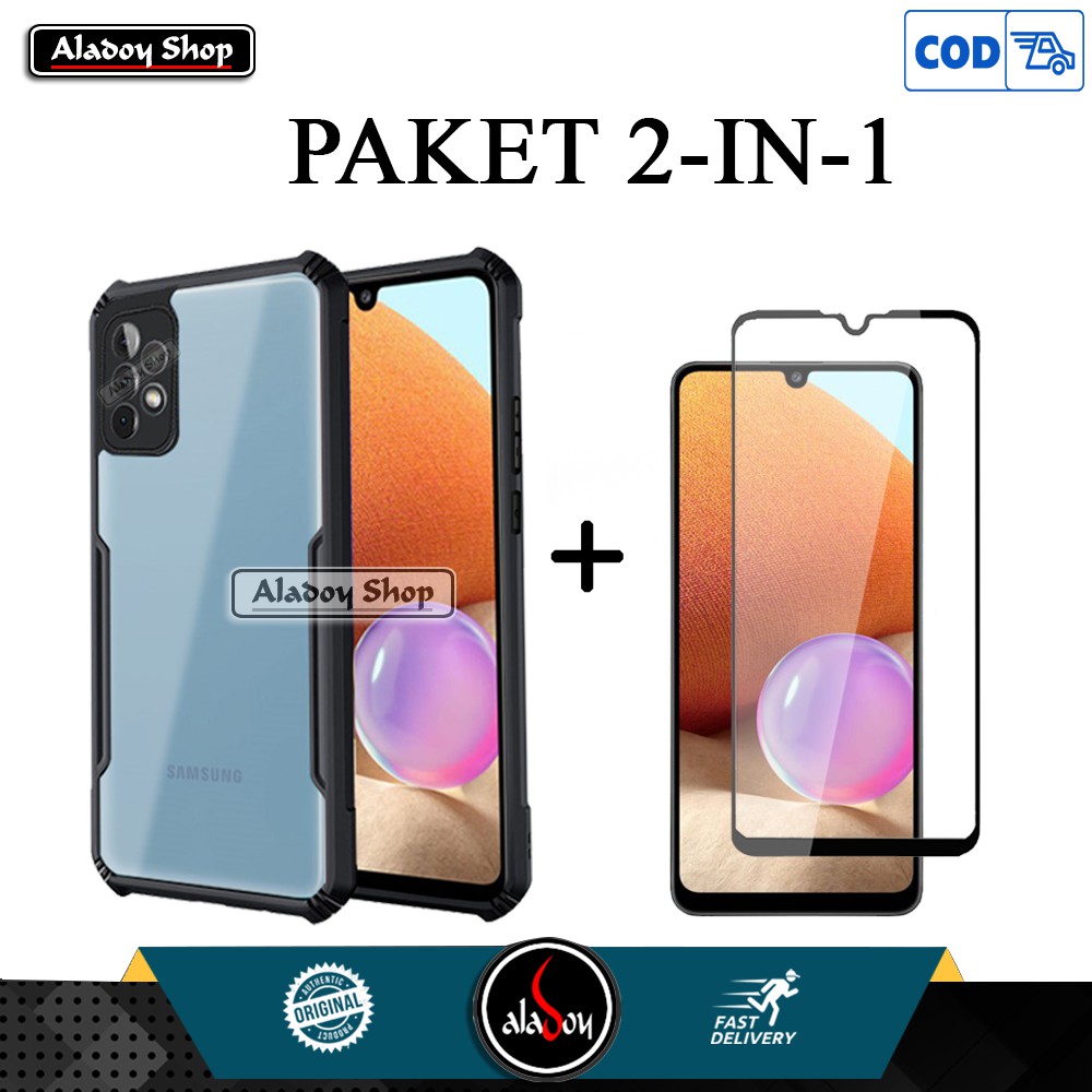 PAKET Soft Case Samsung Galaxy A32 4G 6.4 Inch 2021 Casing + Tempered Glass Anti Gores Kaca Layar