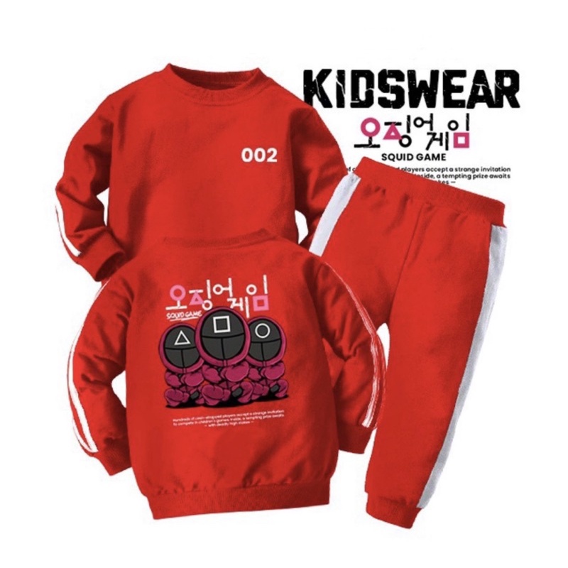 setelan sweater anak baju anak laki laki dan perempuan squidh game 1-5 tahun