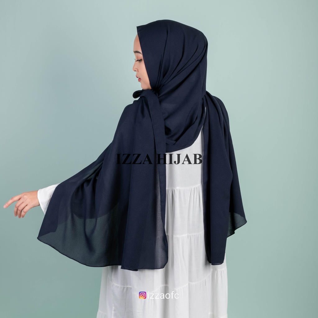 -/+(175cm x 75 cm) JILBAB HIJAB PASHMINA DIAMOND POLOS /PASHMINA SABYAN-Navi  size 175x75