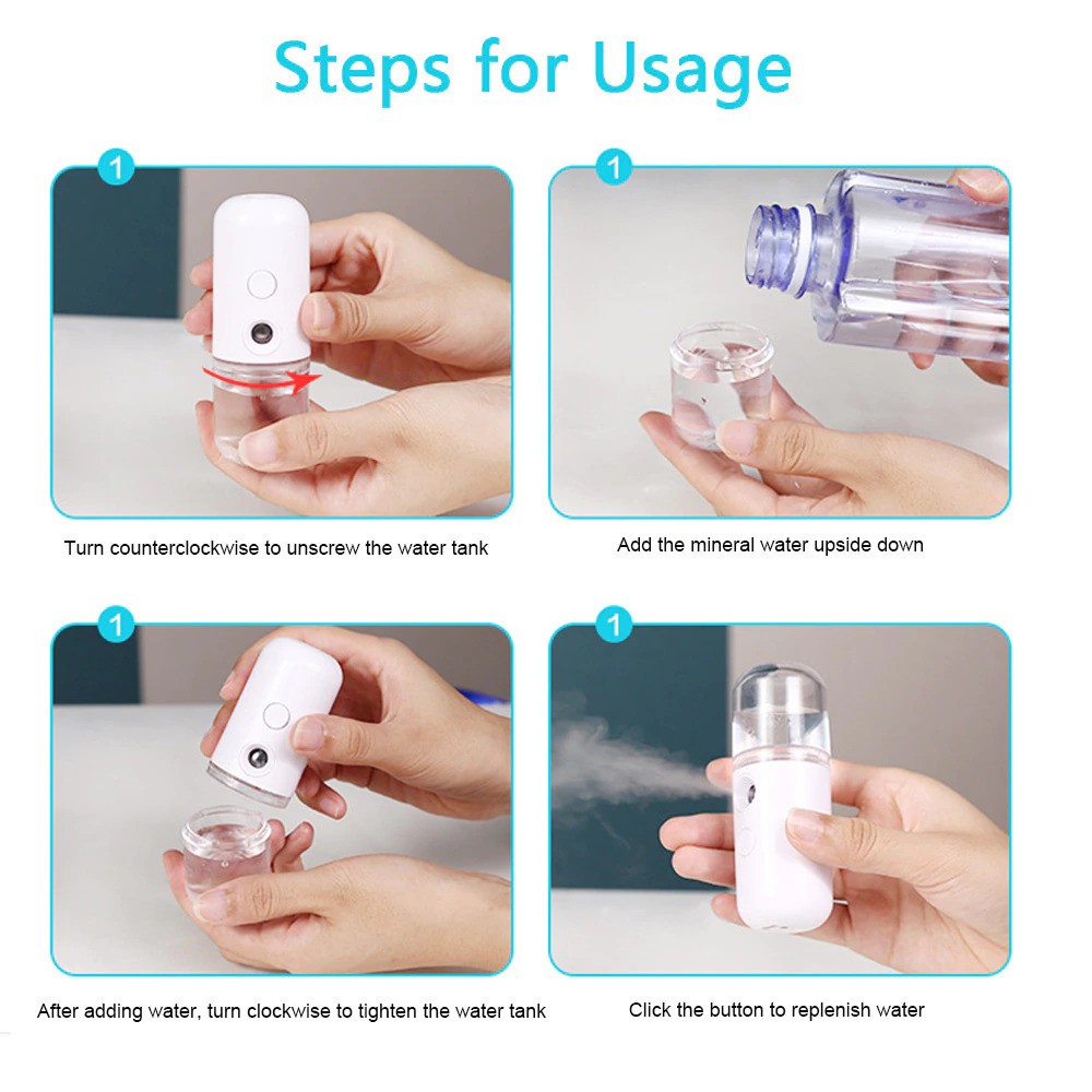 Mist Sprayer Mini Nano Spray Portable USB Perawatan Wajah Alat Pelembab Wajah Handy Mist Spray Air