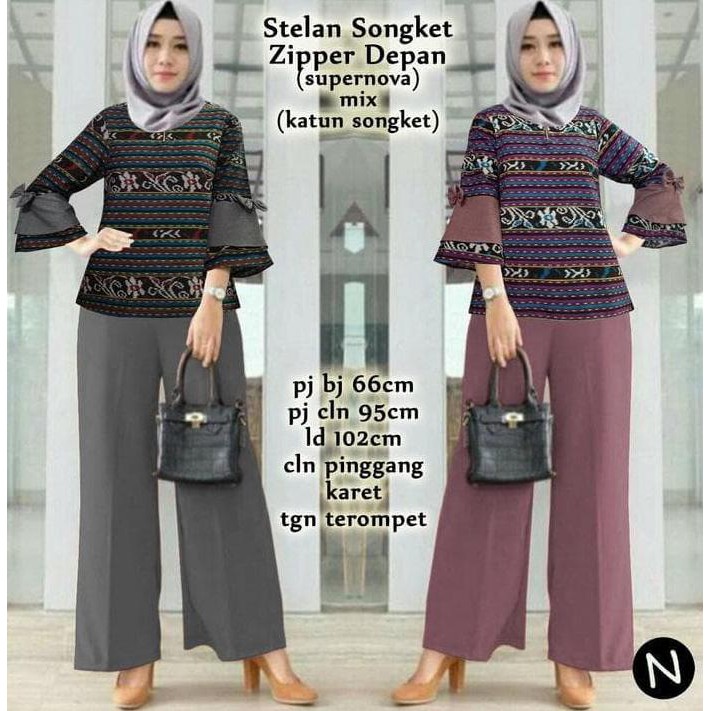 Long Dress / Setelan Kulot / Baju Tunik 8540 Stelan Songket/Setelan Best Quality