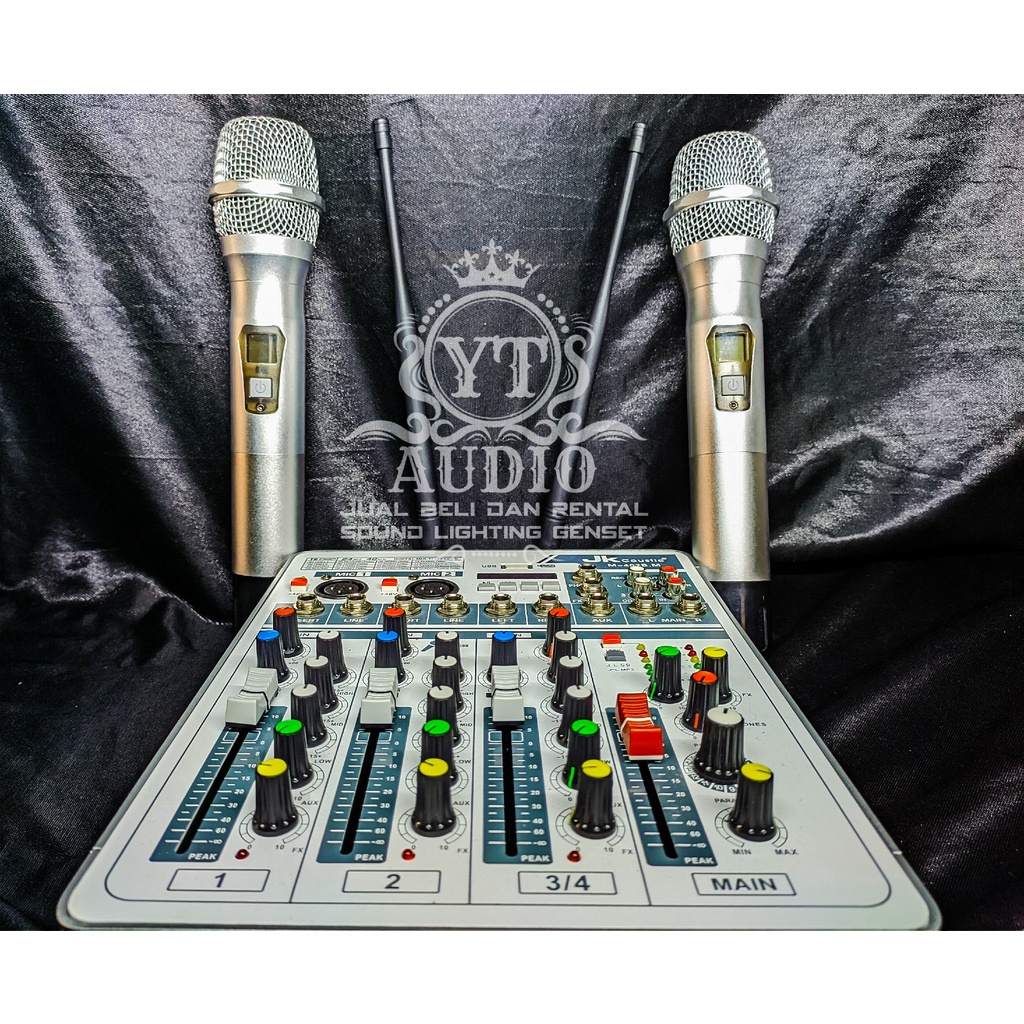 MIXER JK COUSTIC M 402 BM MIXER 2 CHANEL PLUS MIC WIRLESS ORIGINAL