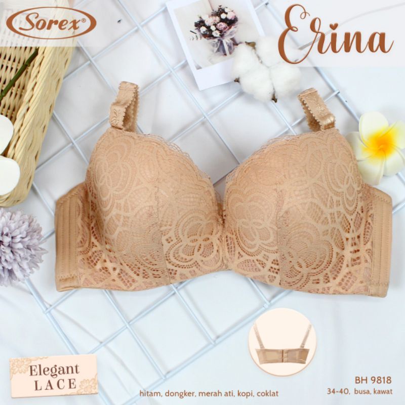 Sorex Bra bruklat 9818 Erina elegant Lace  BH kawat, brukat,renda,busa sedang cup besar 34-40