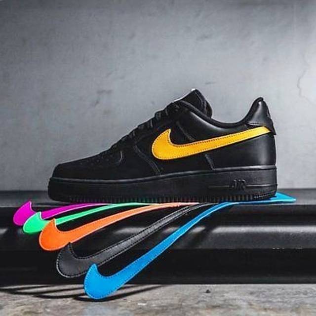 Sepatu Sneakers NIKE AIR FORCE ONE 07 QS VELCRO ORIGINAL BLACK Hitam
