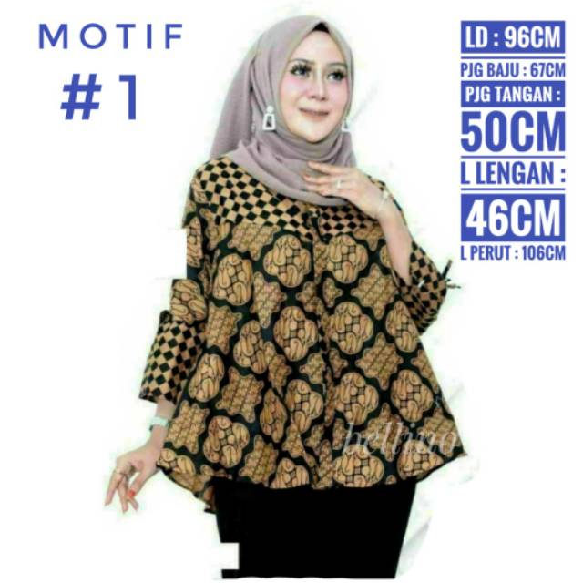 Blouse Wanita Model Lonceng Motif Batik Pekalongan Lengan Terompet Busui Friendly Baju Atasan Wanita