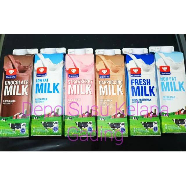 Susu Diamond 1 Litter Rasa Coklat / Strawberry / Skim / Cappucino | Susu Segar Fresh Milk 1lt