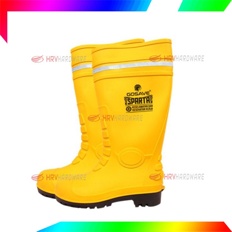 Sepatu Boot Rubber Safety GOSAVE SPARTA PREMIUM Karet Ujung BESI Steel Toe Proyek