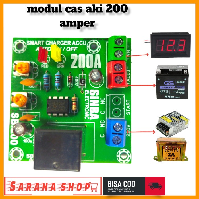 Kit Modul Otomatis Smart Charger Aki Cas Accu Pintar 200A Star