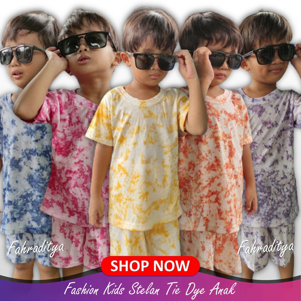 SETELAN KAOS ANAK TIEDYE ADEM NYAMAN MURMER