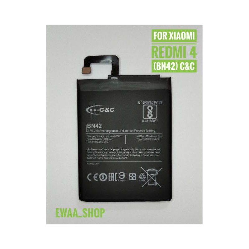 BATTERY BATERAI BATRE XIAOMI REDMI 4 / 4 PRIME (BN42) C&amp;C ORIGINAL