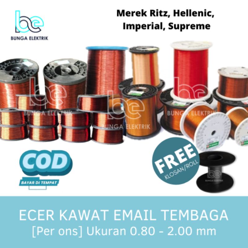 [ONS] KAWAT TEMBAGA EMAIL 0.80 - 2.00 MM ENAMEL WIRE COOPER KAWAT GULUNG DINAMO KAWAT HELLENIC, SUPREME PEW EIW EIWAI, RITZ, IMPERIAL