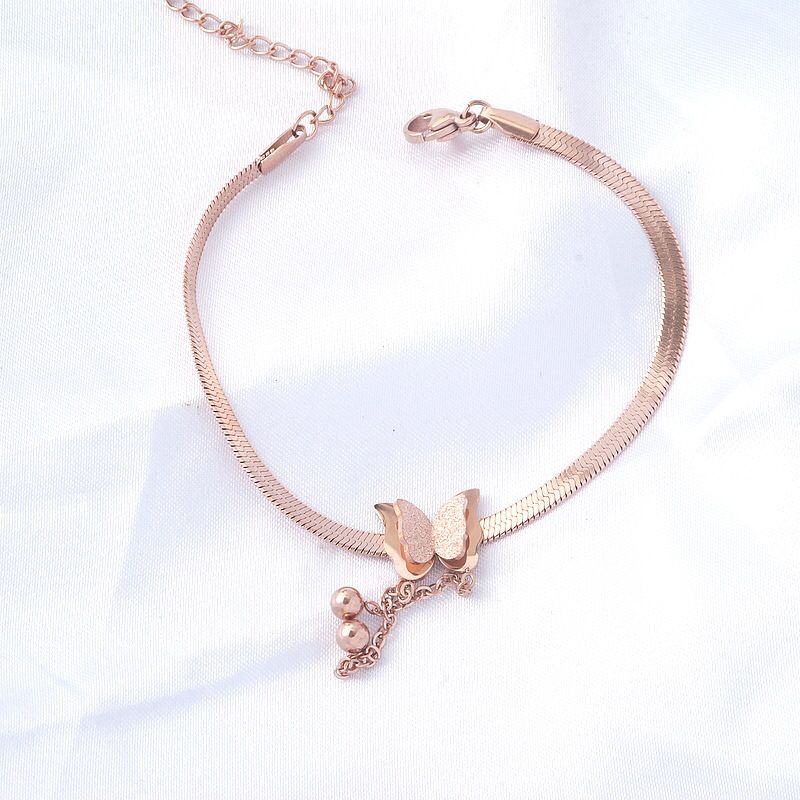 Gelang Rantai Fashion Wanita Titanium Import Korea - Gelang Wanita Anti Karat Model Kupu&quot; Terbaru