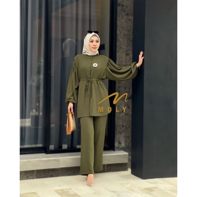 Baju setelan tunik wanita yura set original terbaru by MDLY