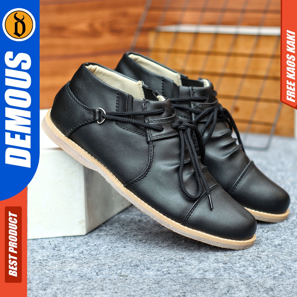 Sepatu Formal Pria Sepatu Casual Pria Kulit Pu Tali Sepatu Pantofel Kerja Kantor Kuliah Kondangan Sepatu Hitam Pria DEMOUS TAPOZ