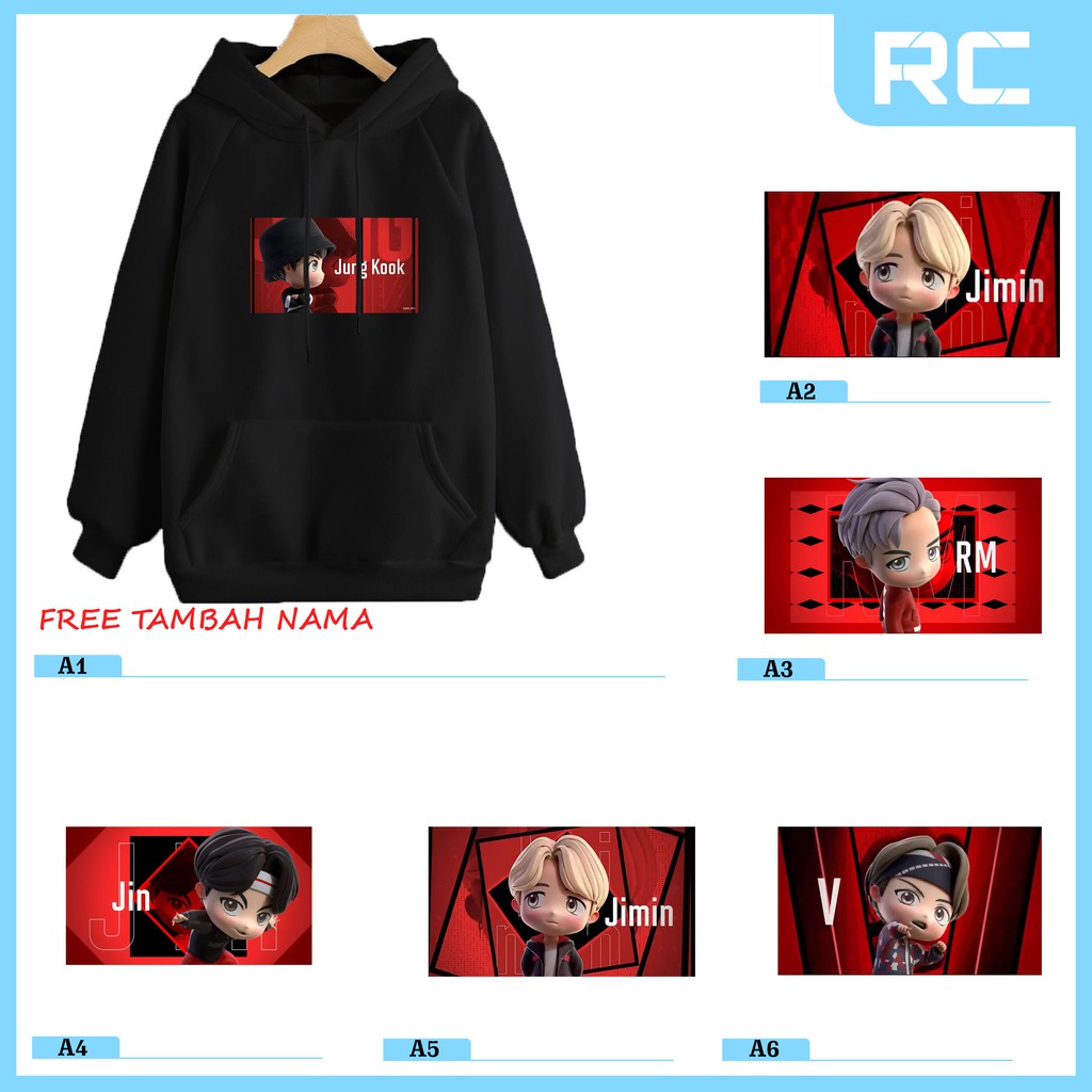 sweater hoodie TINYTAN BTS MEMBER anak / banyak motif free nama / jaket bts