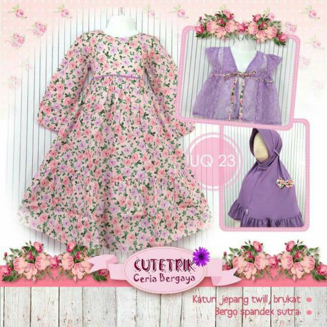 Cutetrik Gamis Bolero Brukat Ungu