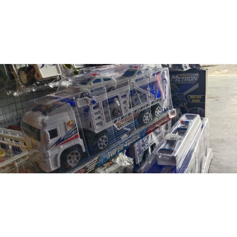 mainan truk pengangkut mobil polisi