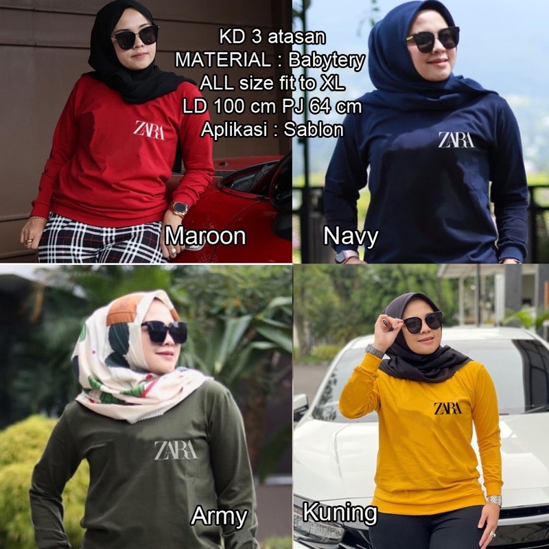 Pakaian atasan wanita lengan panjang baby terry ZARA / baju kaos / modis / kekinian / realpict