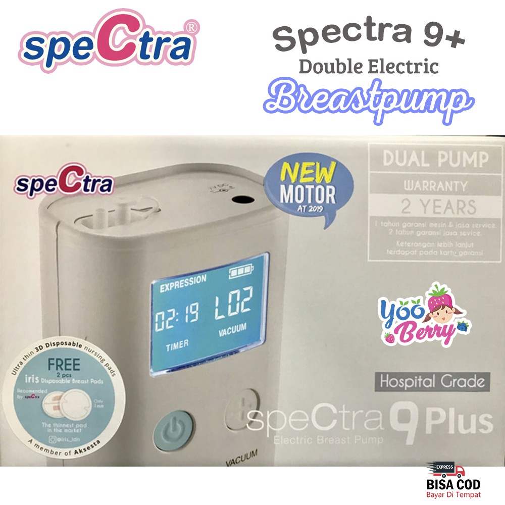 Spectra 9+ Pompa ASI Double Electric Breastpump Free Botol 9 Plus Garansi Resmi New Motor Berry Mart