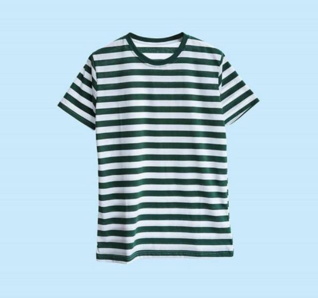 KAOS STRIPE BIG GREEN WHITE COTTON PREMIUM CVC