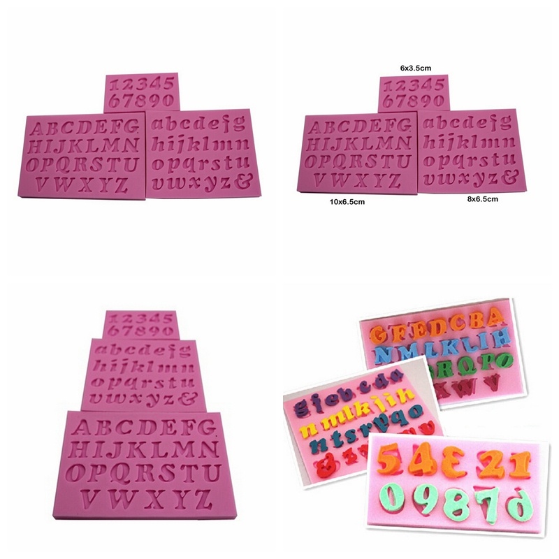 (Theredsunrisesiwy.Id) 3pcs / Set Cetakan Fondant Bahan Silikon Desain Huruf + Angka Handmade Diy Untuk Dekorasi Kue