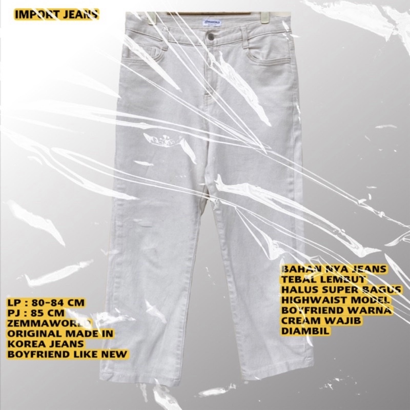 ZEMMAWORLD ORIGINAL/BOYFRIEND JEANS/BEGGY JEANS/CREAM JEANS/HIGHWAIST BEGGY JEANS/KOREAN JEANS/KOREA
