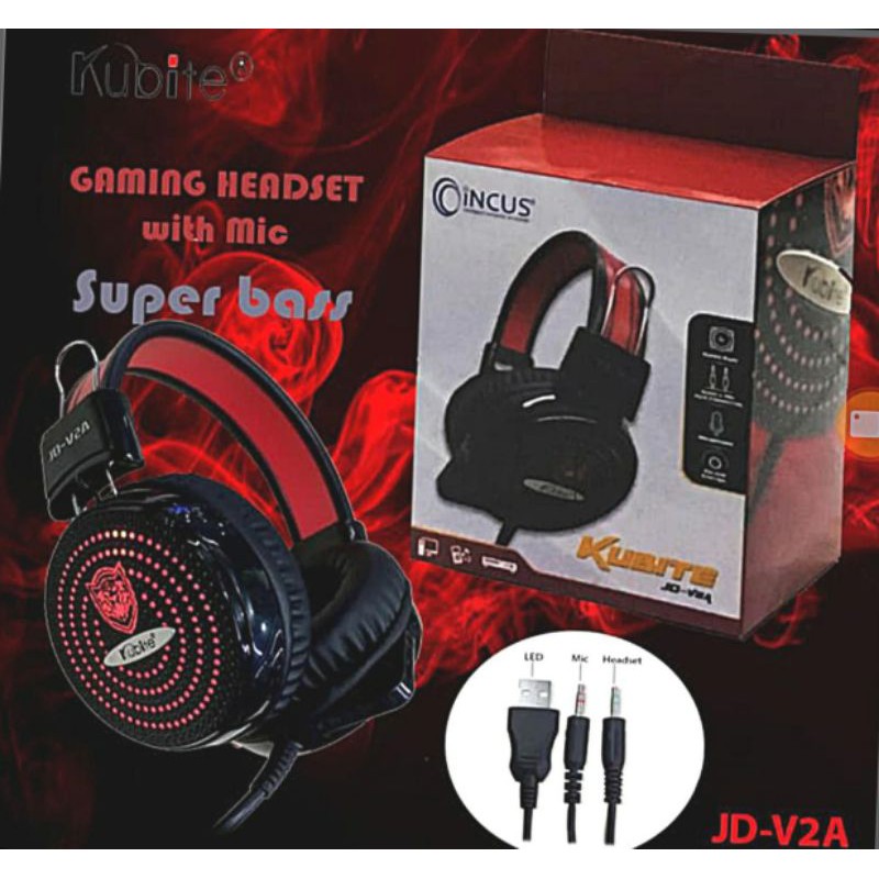 JUAL HEADSET GAMING INCUS JD-V2A DENGAN MICRIPHONE