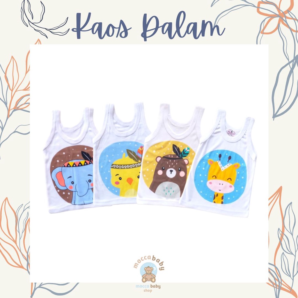 MBSS - SINGLET Harian Karakter Anak Kids SIZE 0-3 Tahun / Kaos Dalam Motif Kartun Unisex SS4