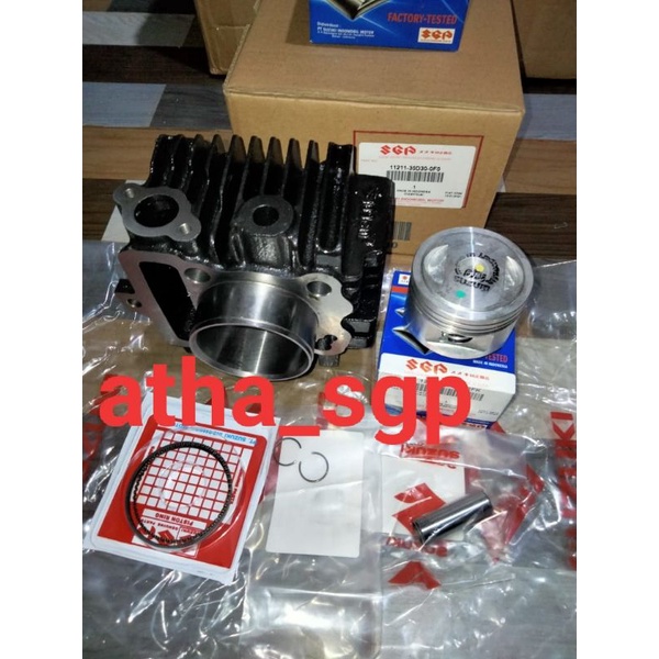 Cylinder blok kas plus piston set kit standart shogun 110  asli sgp ori