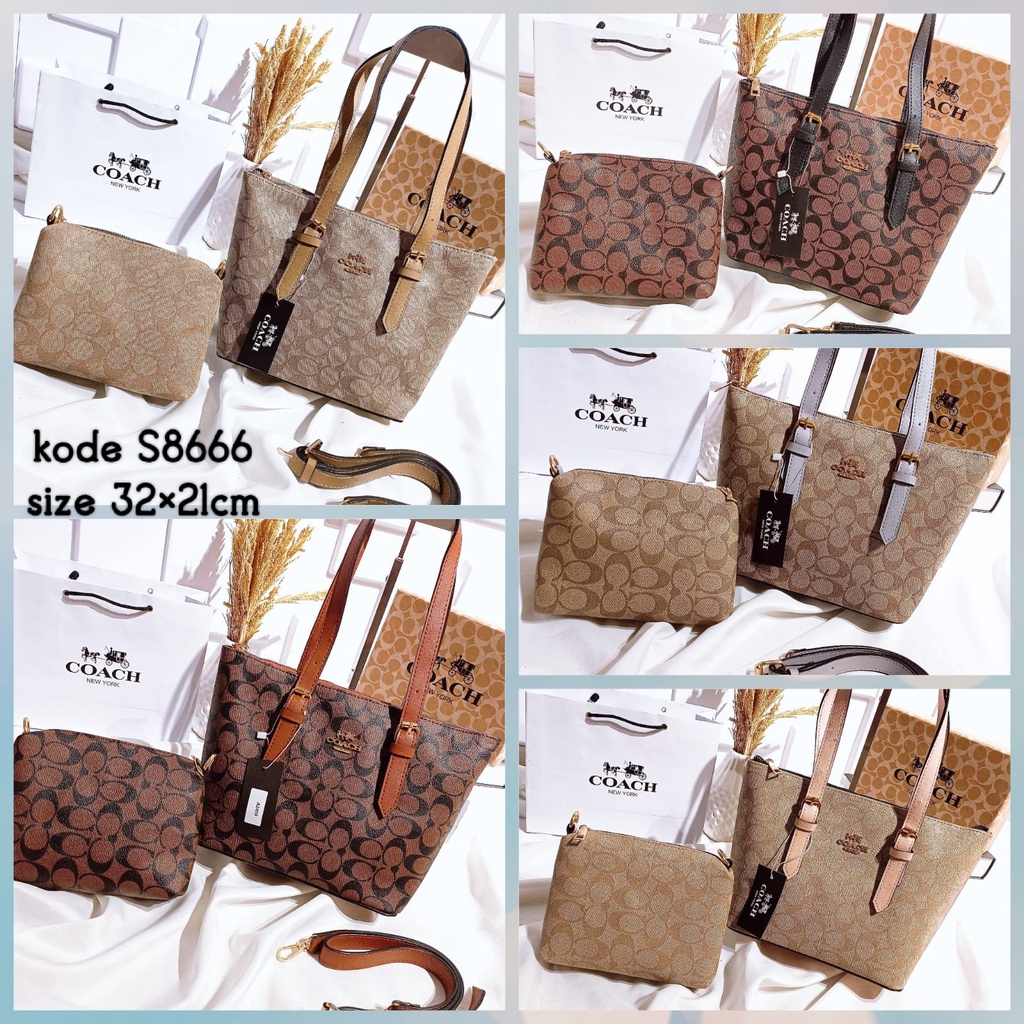 TAS SELEMPANG C*ACH TOTE BAG KODE S8666 + FREE POUCH