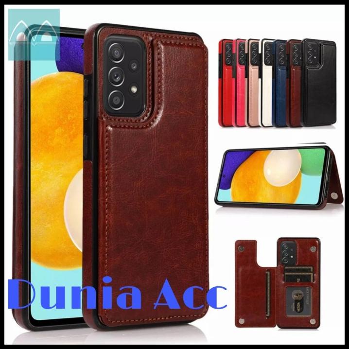 Samsung Galaxy A52 2021 Soft Case Casing Kulit Stand Dompet Kartu